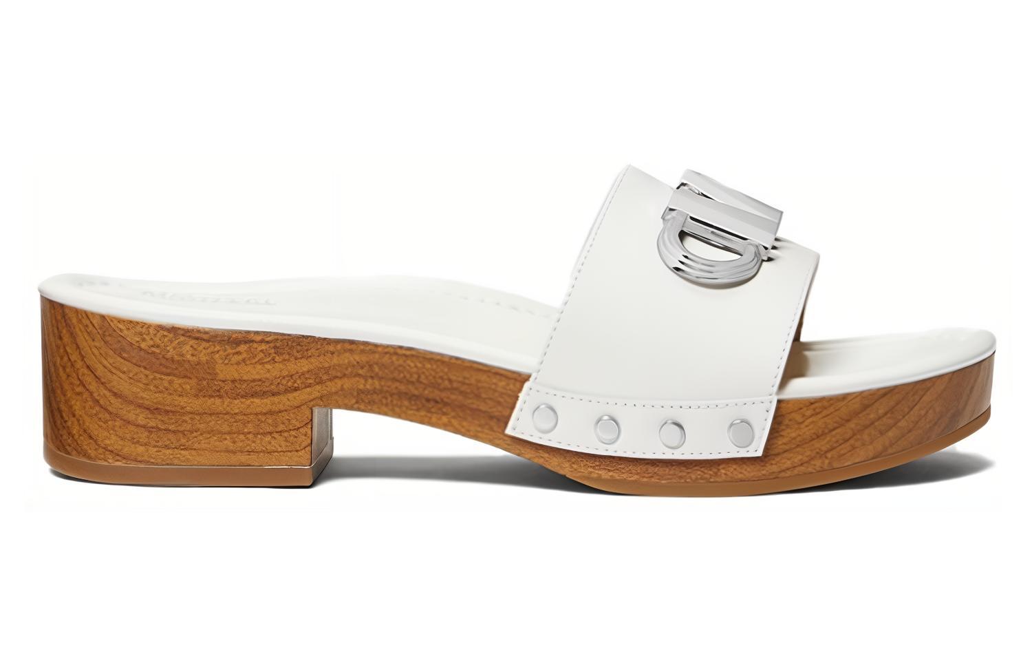 (W) MICHAEL KORS Leather Fashion Open Toe Slide 'White' 圖 2