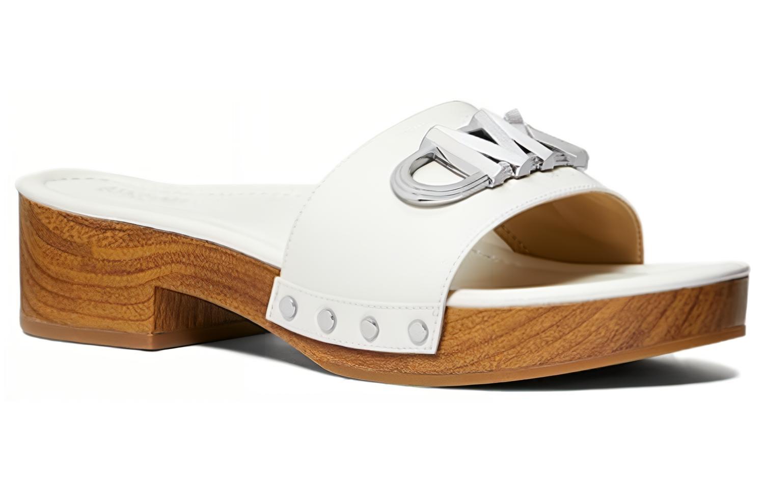 (W) MICHAEL KORS Leather Fashion Open Toe Slide 'White' 圖 3