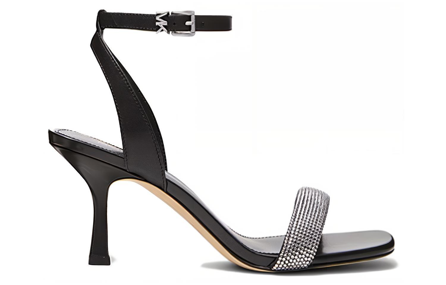 (W) MICHAEL KORS Leather Fashion Peep-Toe Sandal 'Black' 圖 2