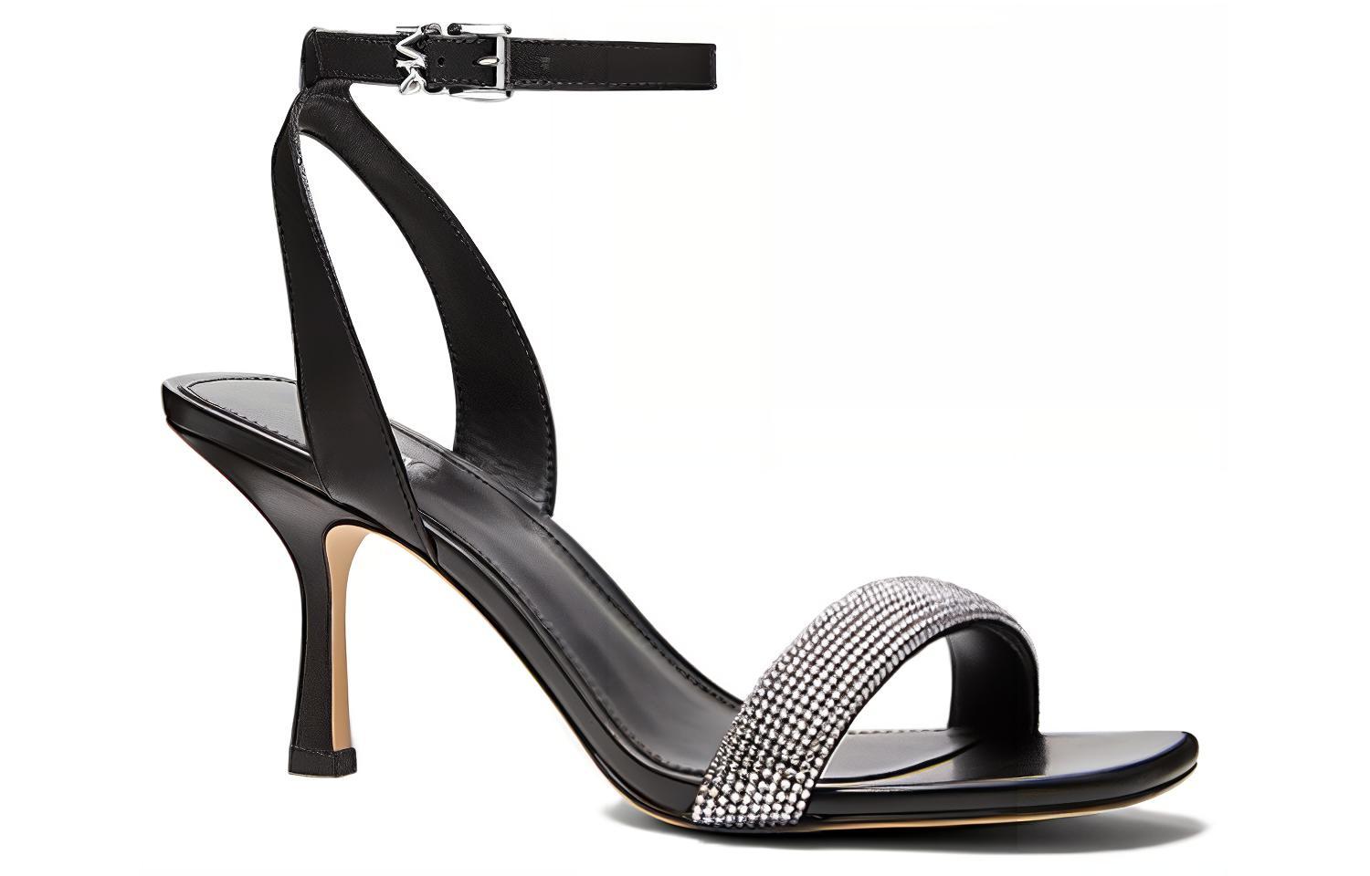 (W) MICHAEL KORS Leather Fashion Peep-Toe Sandal 'Black' 圖 3
