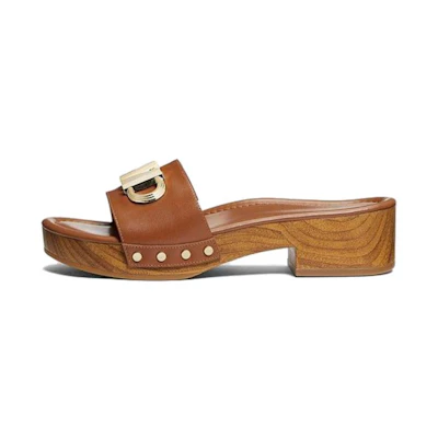 (W) MICHAEL KORS Leather Fashion Peep-Toe Slide 'Brown'