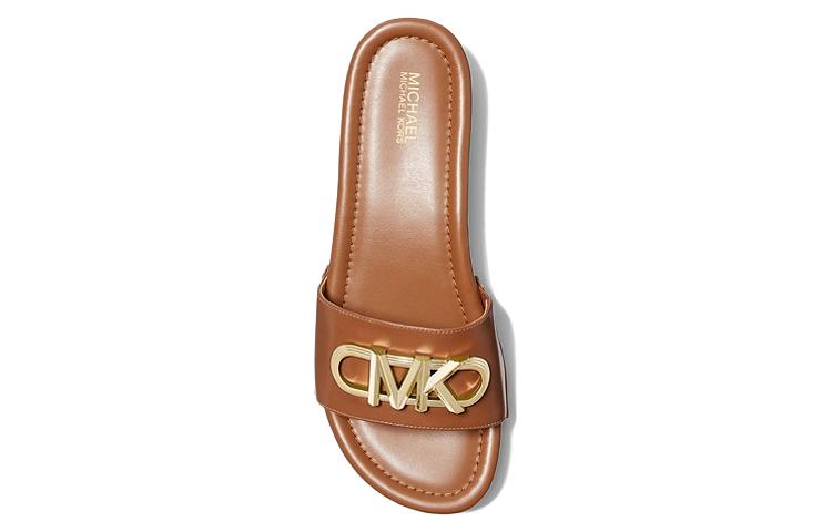 (W) MICHAEL KORS Leather Fashion Peep-Toe Slide 'Brown' 圖 4