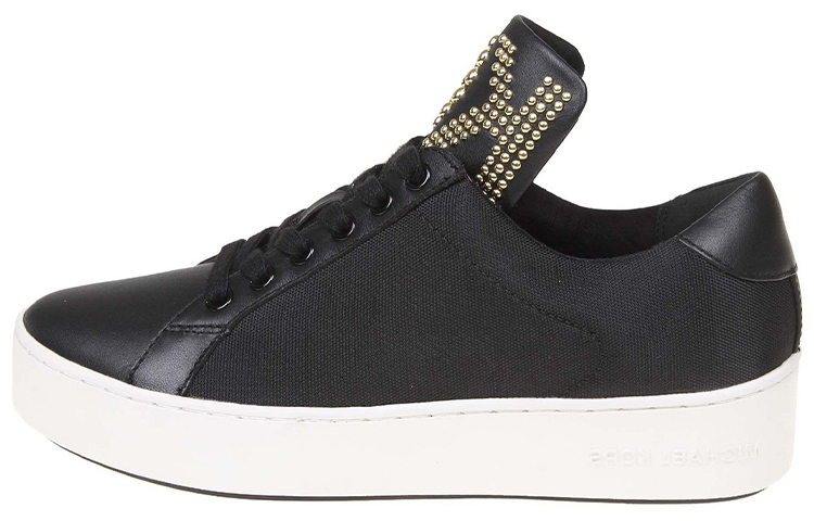(W) MICHAEL KORS Leather Fashion Sneakers 'Studded Tongue Black'
