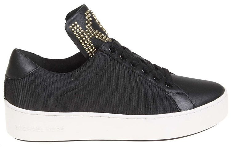 (W) MICHAEL KORS Leather Fashion Sneakers 'Studded Tongue Black' 圖 2