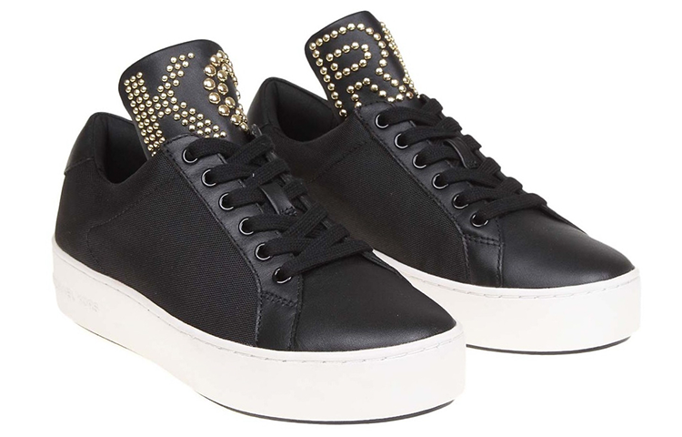 (W) MICHAEL KORS Leather Fashion Sneakers 'Studded Tongue Black' 圖 3
