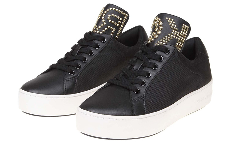 (W) MICHAEL KORS Leather Fashion Sneakers 'Studded Tongue Black' 圖 4