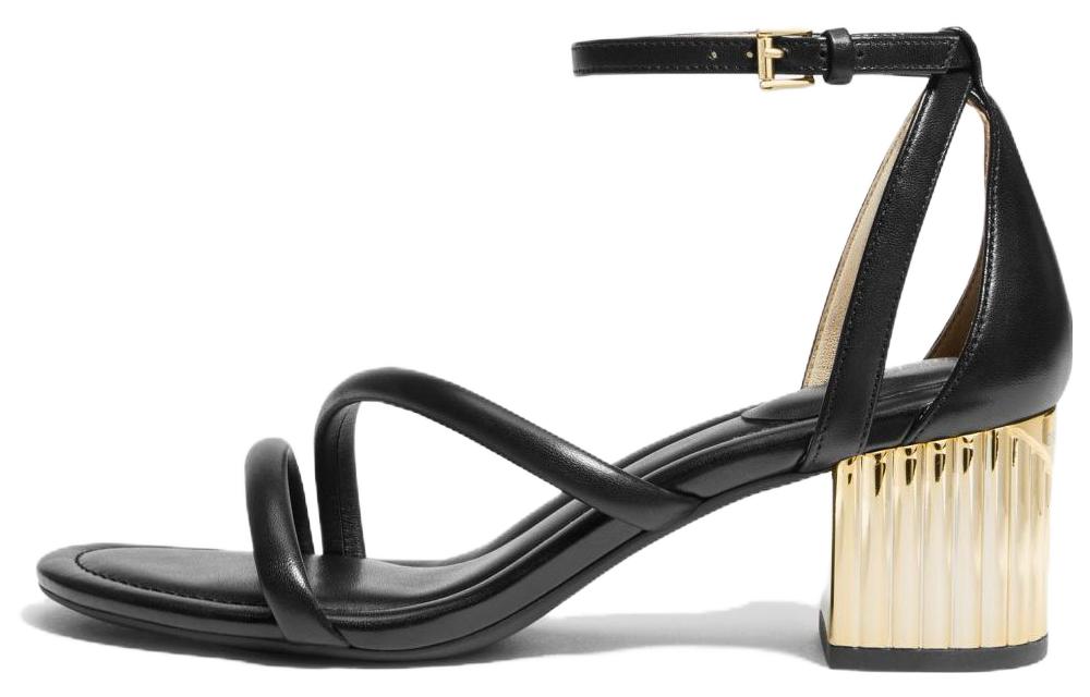 (W) MICHAEL KORS Leather Fashion Staple One-Strap Sandals 'Black'