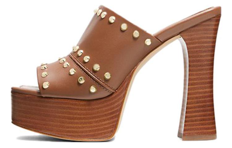 (W) MICHAEL KORS Leather High-Heel Slide 'Brown'