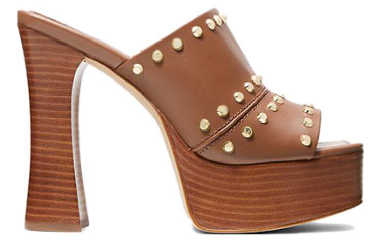 (W) MICHAEL KORS Leather High-Heel Slide 'Brown' 圖 2