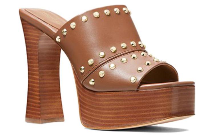 (W) MICHAEL KORS Leather High-Heel Slide 'Brown' 圖 3