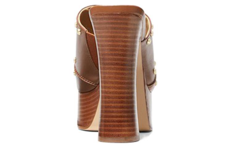 (W) MICHAEL KORS Leather High-Heel Slide 'Brown' 圖 4