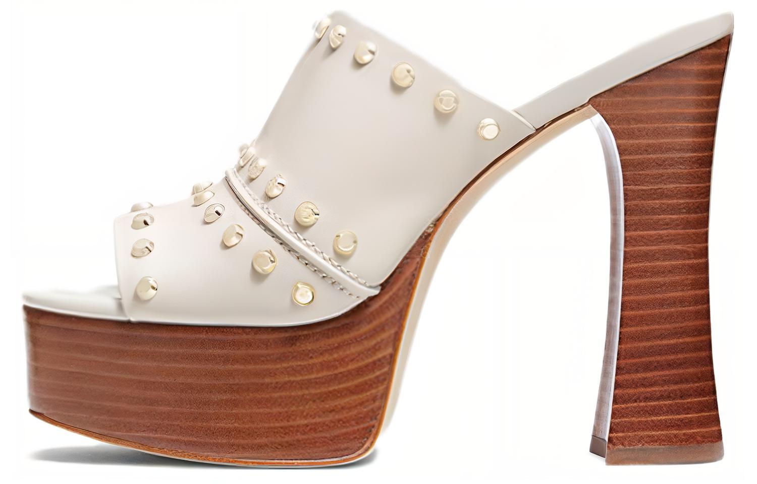 (Women) MICHAEL KORS Leather High-Heeled Slide 'White' 40S3JGHS3L2171