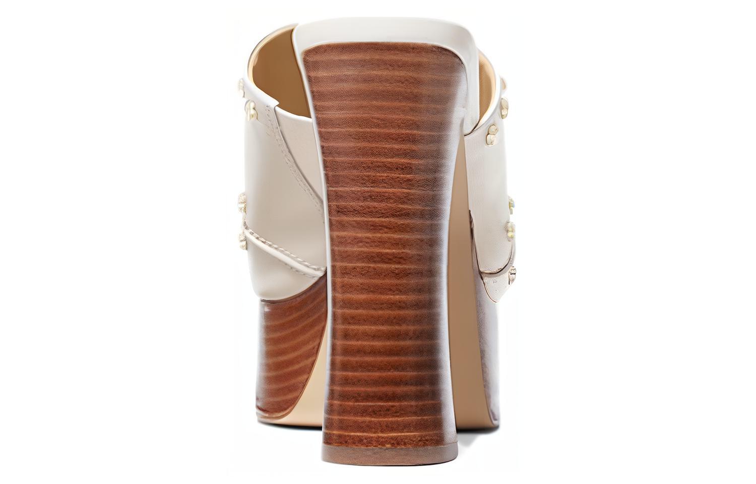 Shop (W) 마이클 코어스 가죽 하이힐 슬라이드 (화이트) 40S3JGHS3L2171