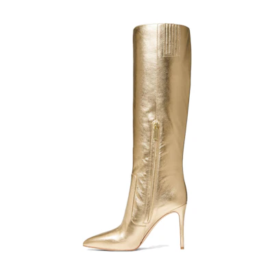 (W) MICHAEL KORS Leather High-Top Boots 'Elegant Gold'