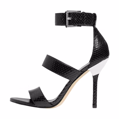 (W) MICHAEL KORS Leather High Heel Slide 'Black Snake Print'