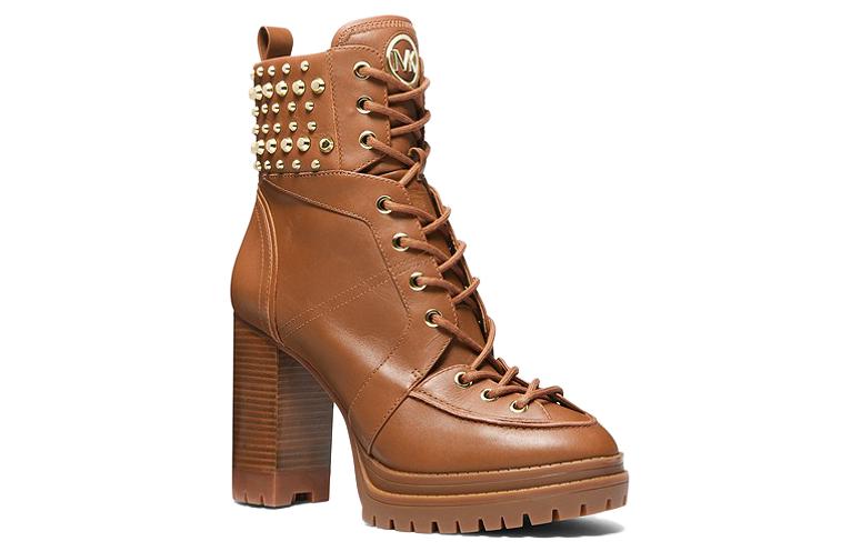 Order MICHAEL KORS 麥可高仕 皮革 圓頭綁帶 短靴 4cm 女款 棕色