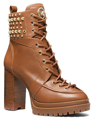 MICHAEL KORS 麥可高仕 皮革 圓頭綁帶 短靴 4cm 女款 棕色 Order MICHAEL KORS 麥可高仕 皮革 圓頭綁帶 短靴 4cm 女款 棕色