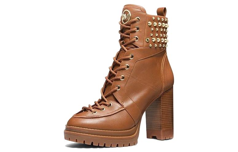 Lookbook MICHAEL KORS 麥可高仕 皮革 圓頭綁帶 短靴 4cm 女款 棕色