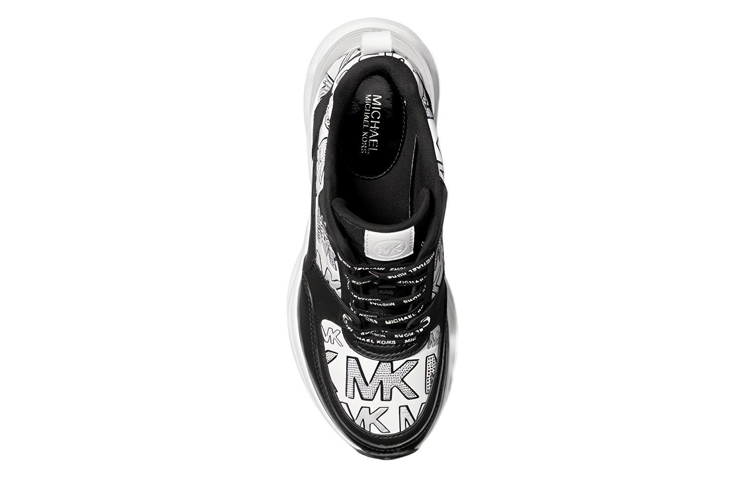 Lookbook (W) MICHAEL KORS Sepatu Platform Kulit Logo Timbl Black White 'Fashion Sport' 43T1MKFS1L