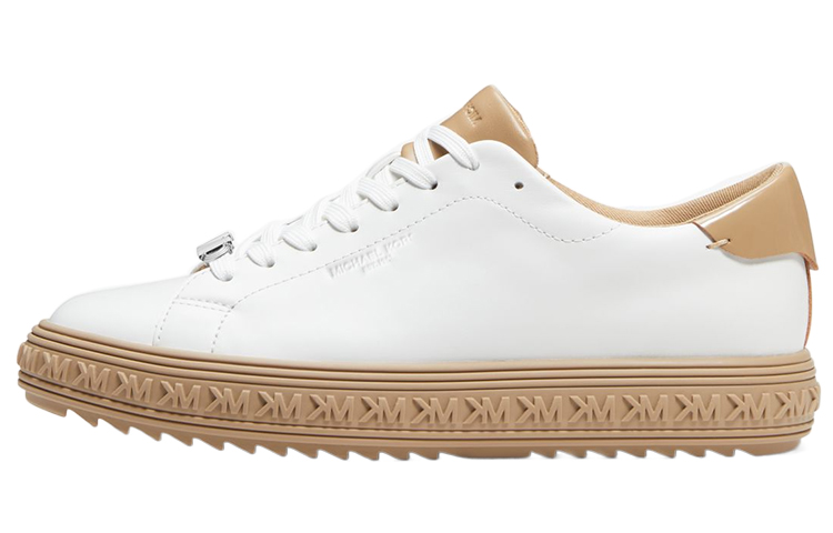 (Women) MICHAEL KORS Leather Low-Top 'White Brown' 43R3GVFS1L0251