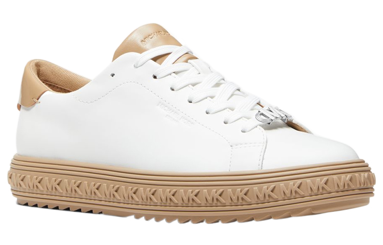 (W) MICHAEL KORS Leather Low-Top 'White Brown' 圖 3