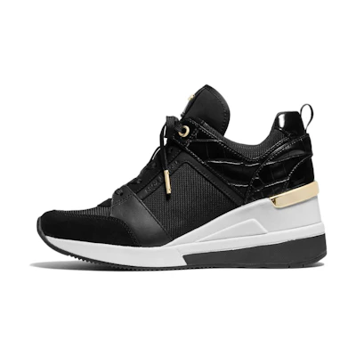 (W) MICHAEL KORS Leather Low-Top Sneaker 'Black Lace-Up'