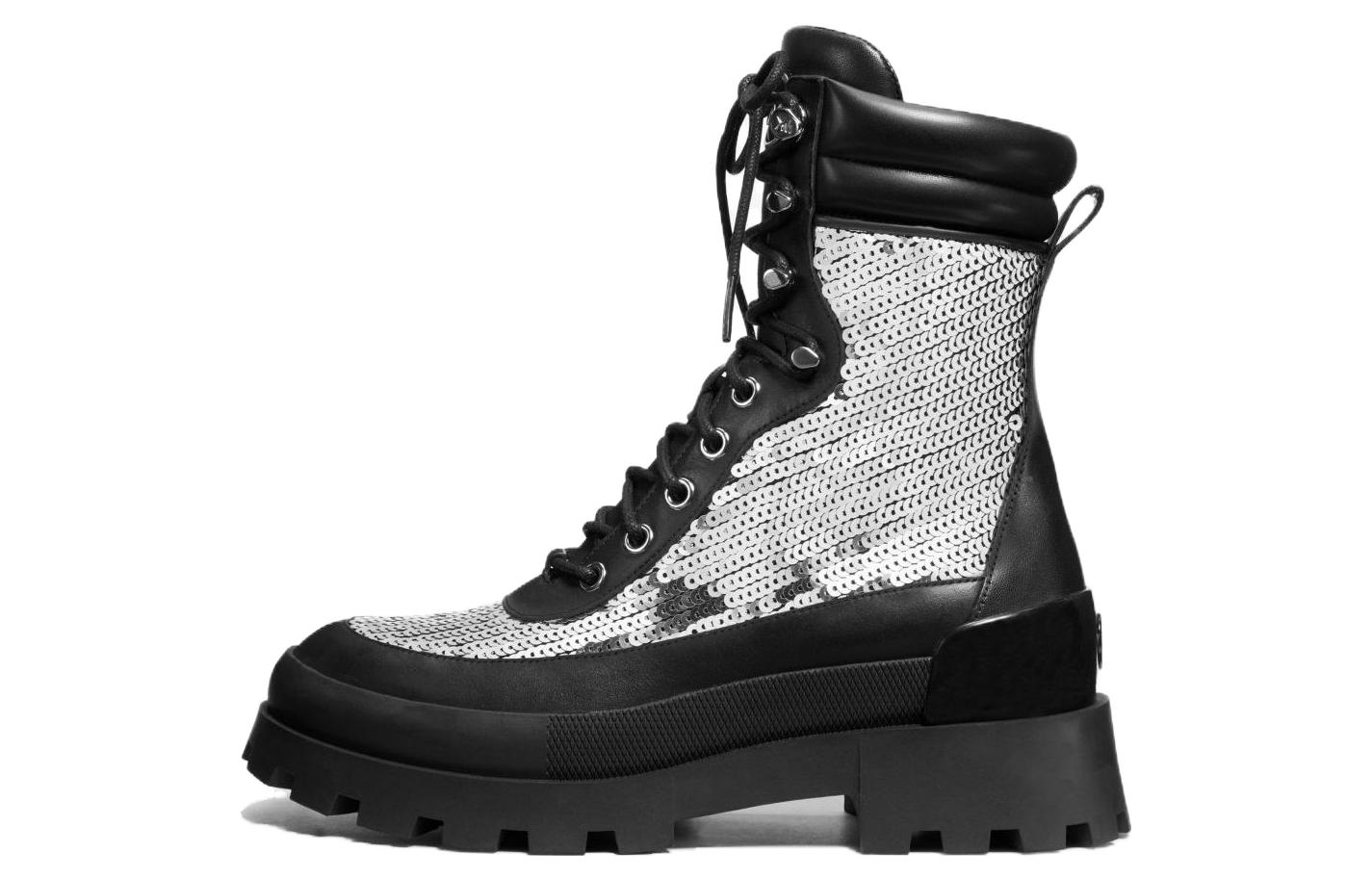 (Women) MICHAEL KORS Leather Martine Boot 'Black Silver' 40H3RWFE6D0040