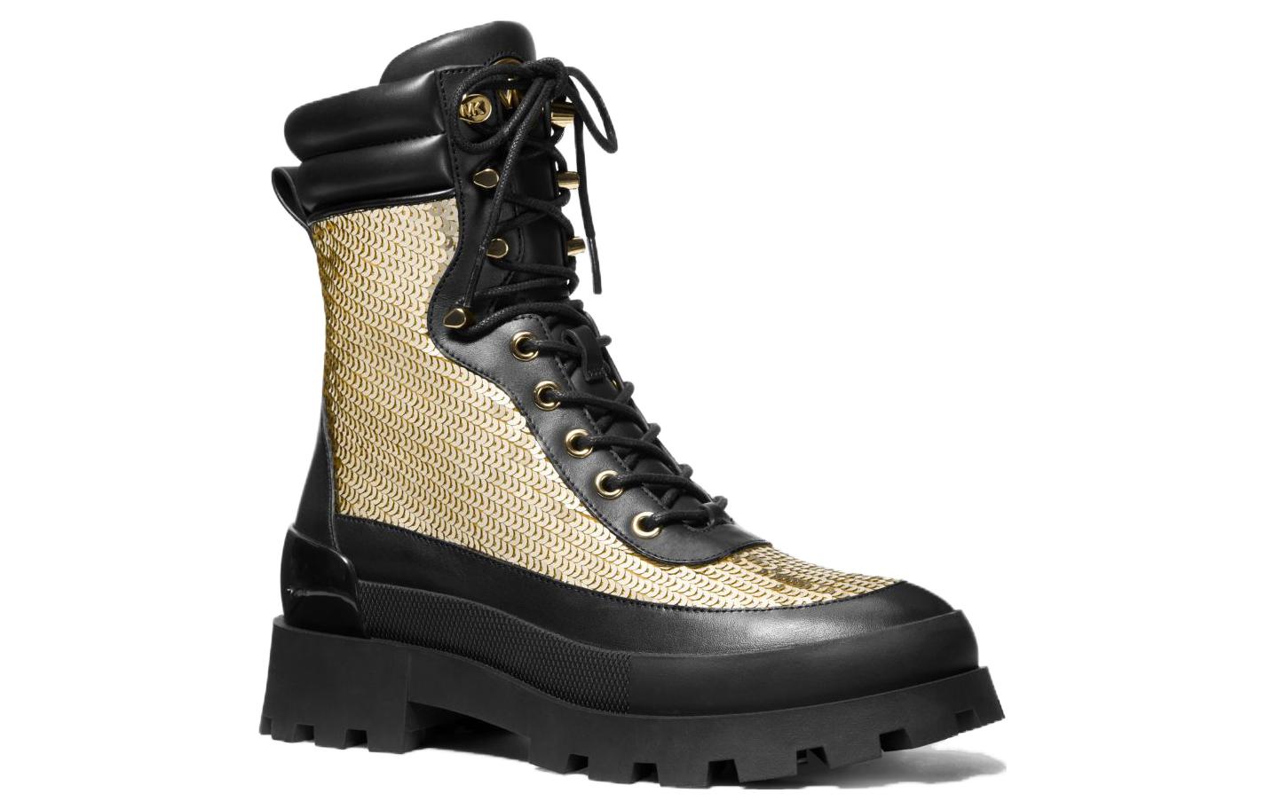 Lookbook (W) MICHAEL KORS Kulit But Betis Tengah Martin 'Hitam Emas' 40H3RWFE6D0710