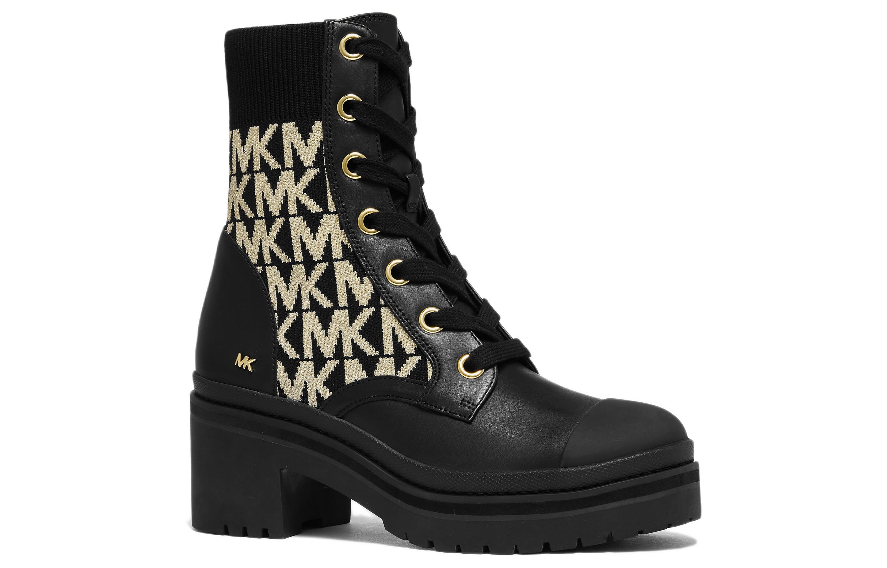 (W) MICHAEL KORS Leather Mid-Heel Lace-Up 'Fashion Ankle Boot Black' 圖 2