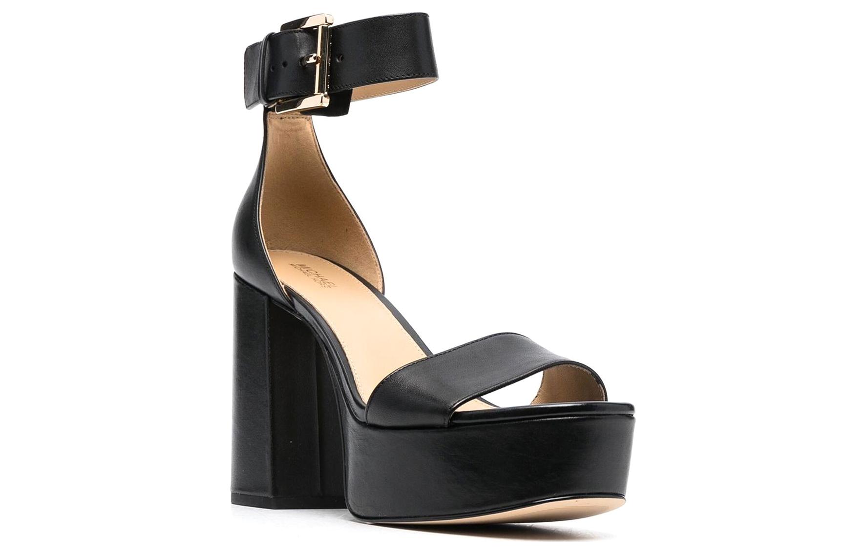 Lookbook (W) MICHAEL KORS Leren Open-Teen Buckle Mule ''Zwart'' 40F2TRMS1L001