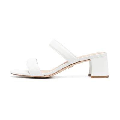 (W) MICHAEL KORS Leather Open-Toe Chunky Heeled Slide 'White'