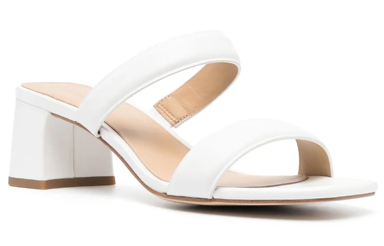 Lookbook (Women) MICHAEL KORS Leather Open-Toe Chunky Heeled Slide 'White' 40S3JLMS1L085