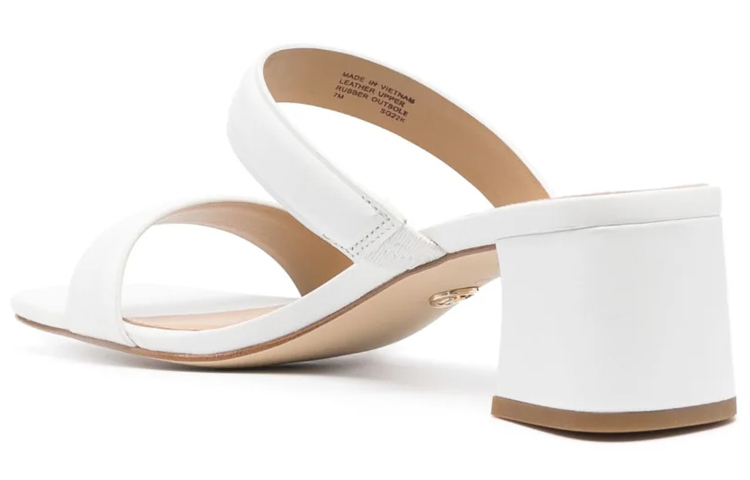 Shop (Women) MICHAEL KORS Leather Open-Toe Chunky Heeled Slide 'White' 40S3JLMS1L085