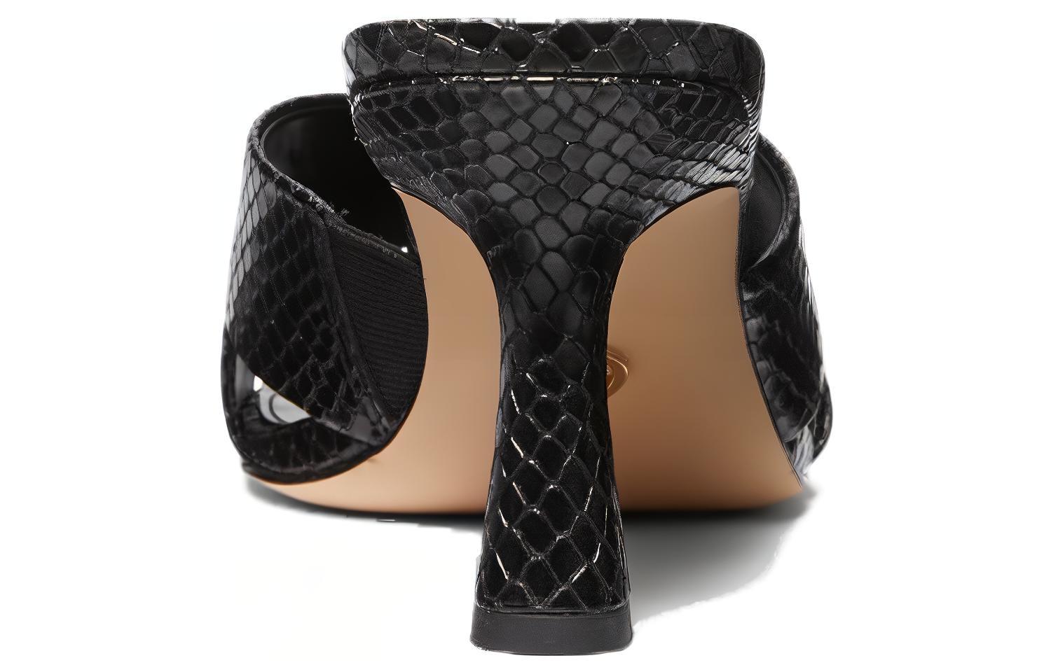 (W) MICHAEL KORS Leather Peep-Toe Heeled Slide 'Black' 圖 3