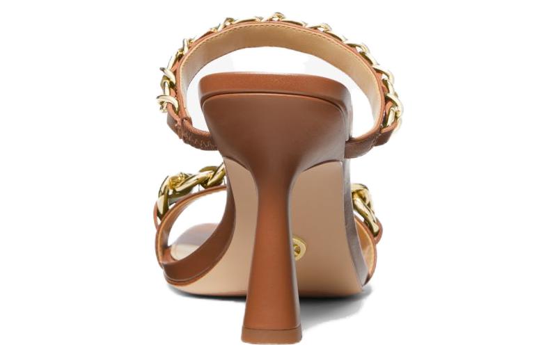 (W) MICHAEL KORS Leather Peep-Toe High-Heel Slide 'Brown' 圖 3