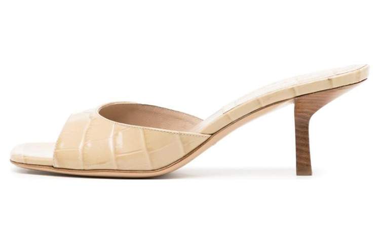 (Women) MICHAEL KORS Leather Peep-Toe Slide 'Beige' 46S3ARMP6C
