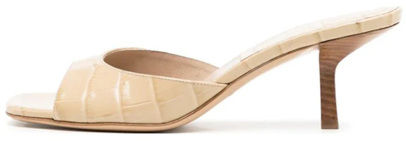 (Women) MICHAEL KORS Leather Peep-Toe Slide 'Beige' 46S3ARMP6C (Women) MICHAEL KORS Leather Peep-Toe Slide 'Beige' 46S3ARMP6C