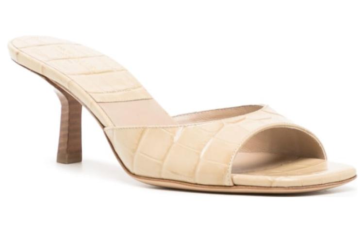 Order (Women) MICHAEL KORS Leather Peep-Toe Slide 'Beige' 46S3ARMP6C