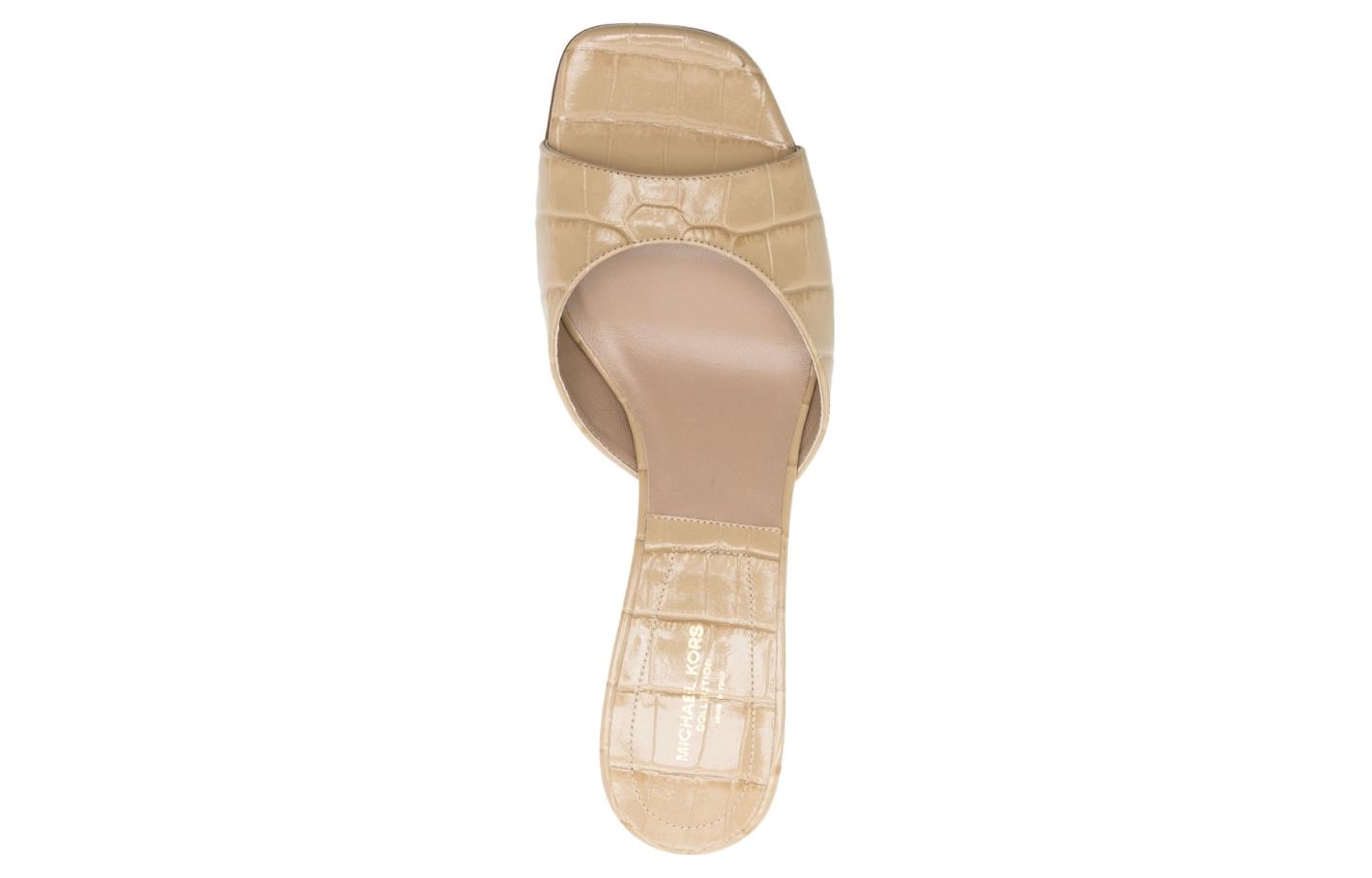 Shop (Women) MICHAEL KORS Leather Peep-Toe Slide 'Beige' 46S3ARMP6C