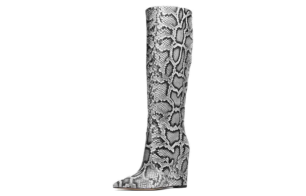 (W) MICHAEL KORS Leather Pointed-Toe High-Top Boots 'Black and White' 圖 2