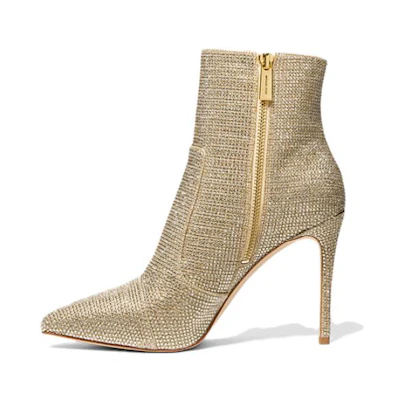 (W) MICHAEL KORS Leather Pointed Toe Slip-On Booties 'Gold'