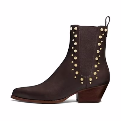 (W) MICHAEL KORS Leather Round Toe Chelsea Boot 'Chocolate'