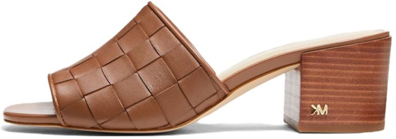 (Women) MICHAEL KORS Leather Round Toe Chunky Heel Slide 'Brown' 40S3IGMS1L230 (Women) MICHAEL KORS Leather Round Toe Chunky Heel Slide 'Brown' 40S3IGMS1L230