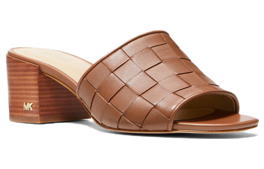 Order (Women) MICHAEL KORS Leather Round Toe Chunky Heel Slide 'Brown' 40S3IGMS1L230