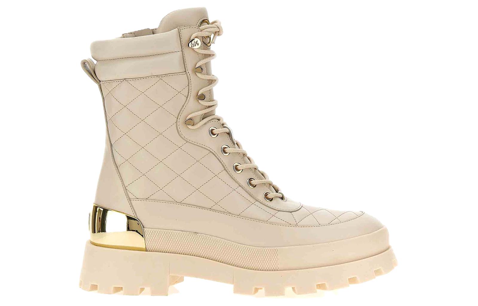 Order (W) MICHAEL KORS Sepatu Boot Kulit Coklat Muda Nyaman Tumit Bulat Pendek 40F3RWFE1L289