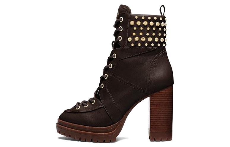 (Women) MICHAEL KORS Leather Round Toe Lace-Up Ankle Boot 'Black' 40F3YVHE8L0201