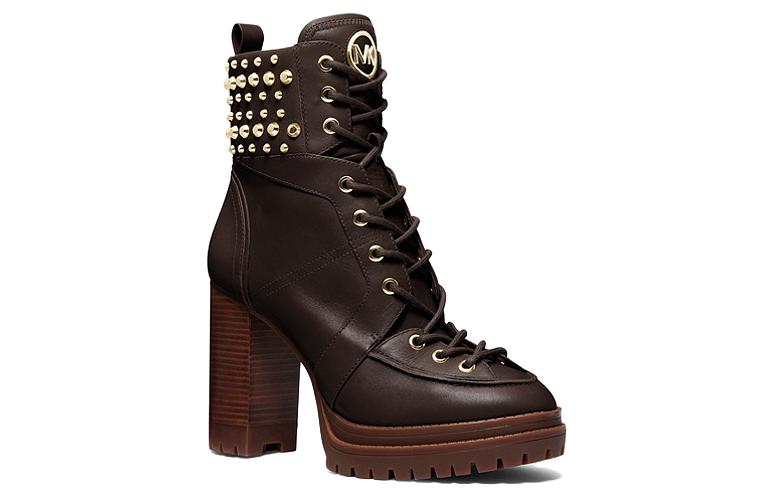 Order (W) MICHAEL KORS Sepatu Boots Kulit Hitam Ankle Randah Toe Bulat Tali 40F3YVHE8L0201