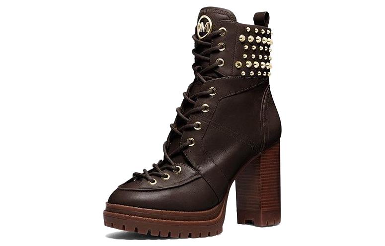 Lookbook (Women) MICHAEL KORS Leather Round Toe Lace-Up Ankle Boot 'Black' 40F3YVHE8L0201