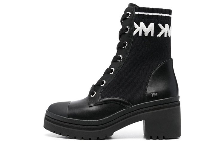 (Women) MICHAEL KORS Leather Round Toe Lace-Up Boots 'Black' 40R3BRME1D