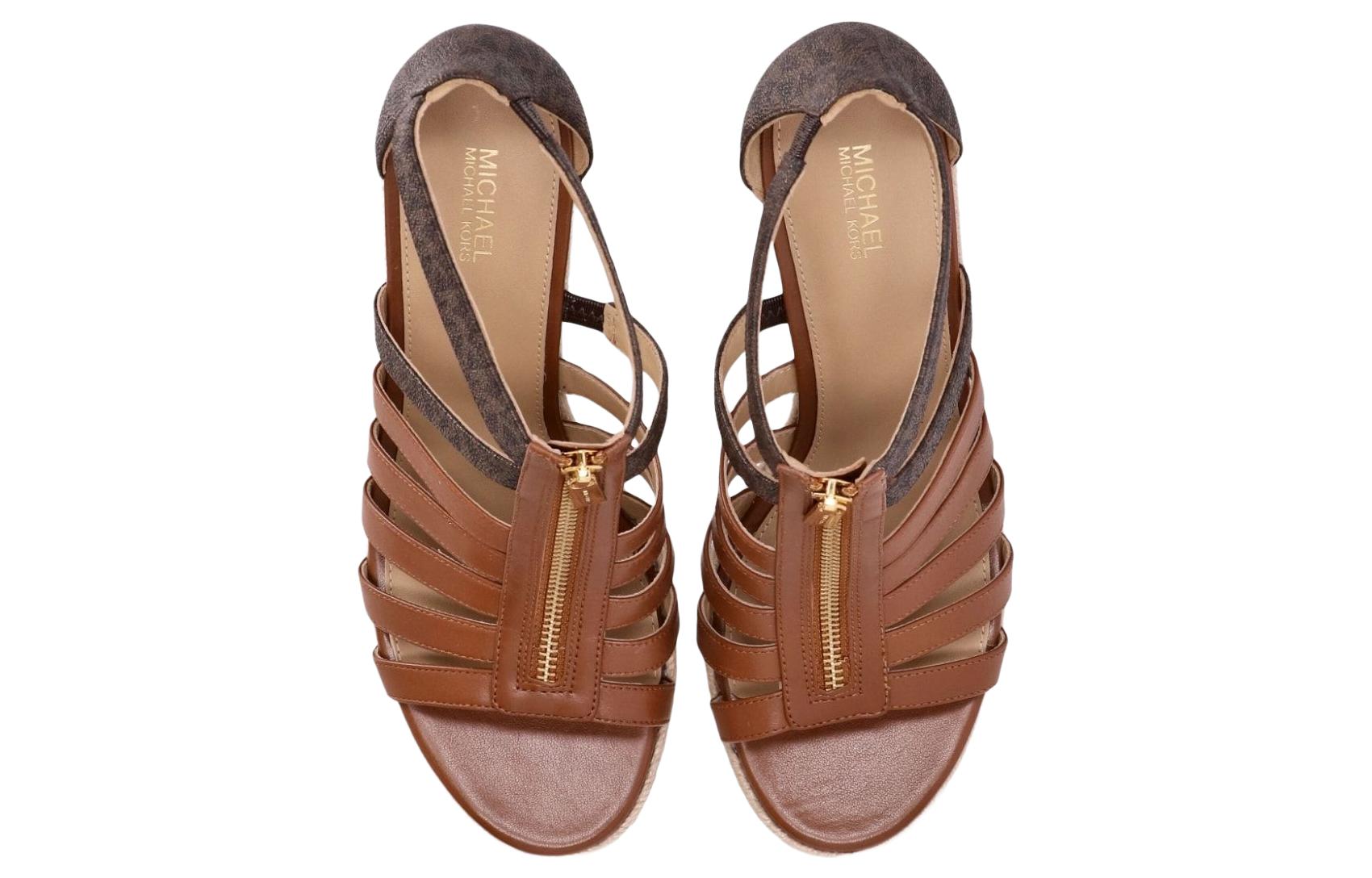 (W) MICHAEL KORS Leather Round Toe Zip 'Fashion Slide Brown' 圖 4